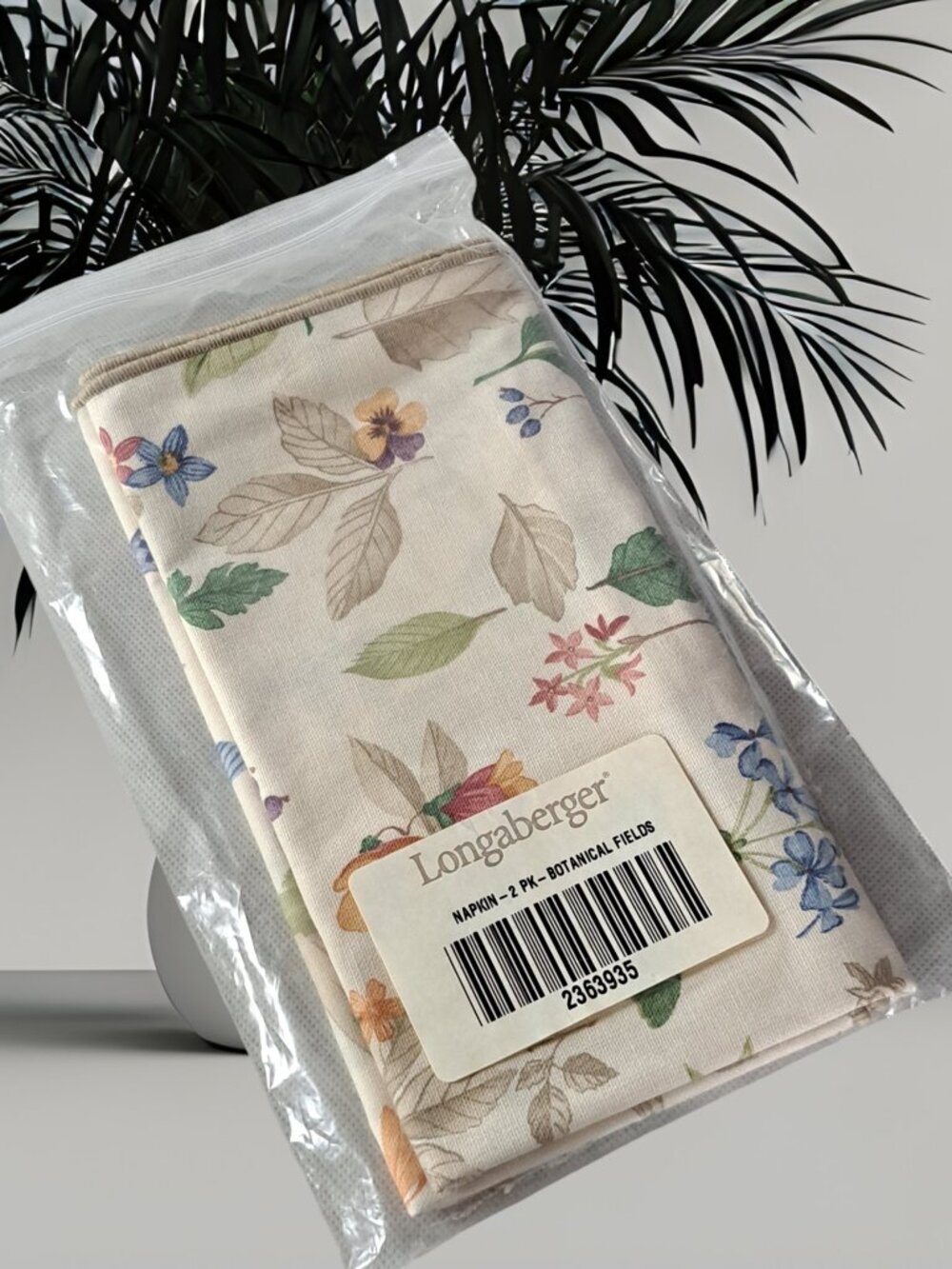 Longaberger Set of 2 Napkins Botanical Fields Pattern Vintage 90s New